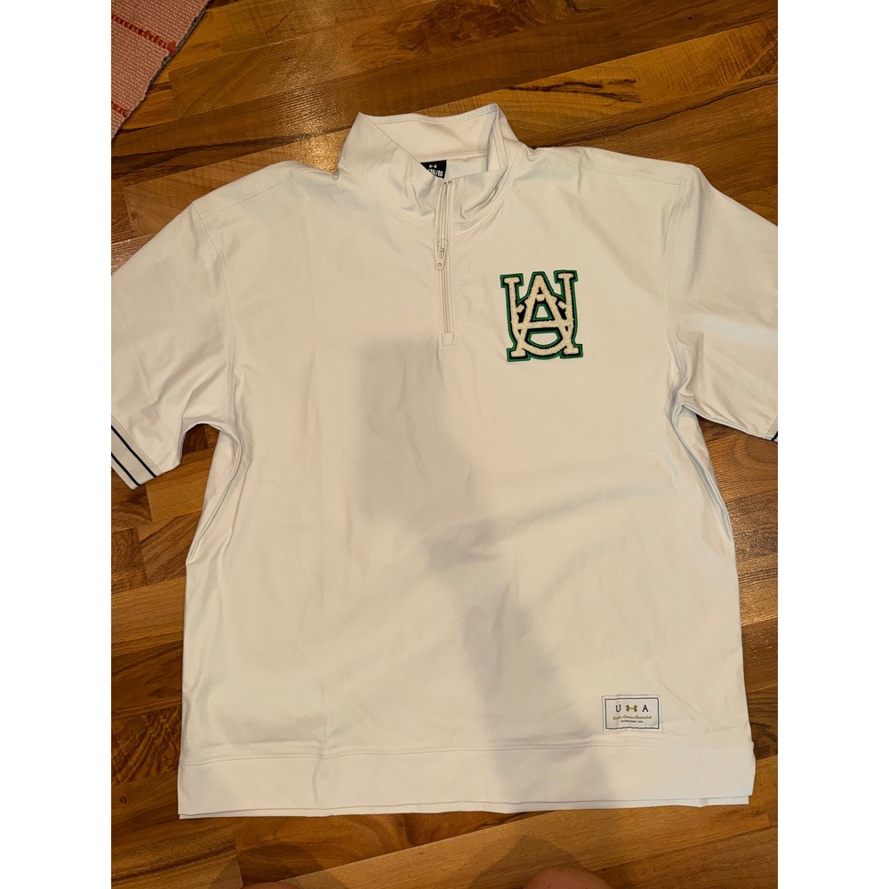 Under Armour Quarter Zip Pullover Mens XL White courtside Basketball Chenille UA